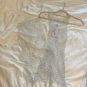 NWT 12th Tribe White Rhinestone Maxi Dress